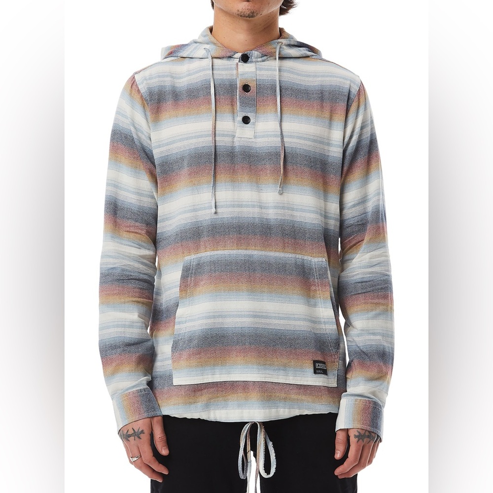 NWT Ezekiel Santos Bone Multicolor Striped Hoodie Size Medium 100% Cotton Medium